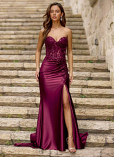 Emblace Burgundy Mermaid Prom Dress