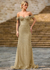 Juniper Champagne Lace Illusion Prom Dress
