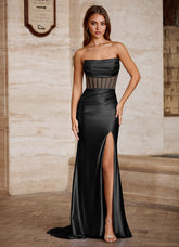 Luxen Black Cowl Neck Prom Dress