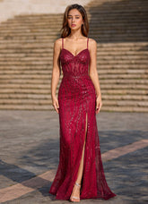 Dazzle Burgundy Mermaid Prom Dress