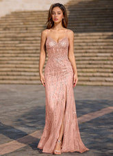 Dazzle Dusty Pink Mermaid Prom Dress