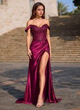Opulence Burgundy Floral Corset Prom Dress