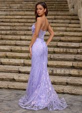 Blazing Purple Glitter Prom Dress