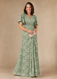 Dusty Sage A-Line Pleated Floral Burnout Dress