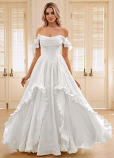 Elysia Ivory Corset Rhinestone Sheer Lace Prom Dress