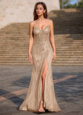 Dazzle Champagne Mermaid Prom Dress