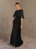 Black Sheath Scoop Stretch Crepe Dress